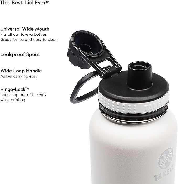 Takeya White Originals Vacuum-Insulated Stainless-Steel Water Bottle - Image 4
