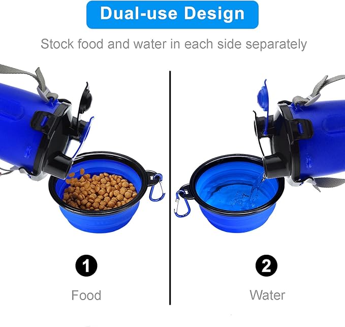 Dog Travel Water Bottle Collapsible Bowls, 2 in 1 Pet Food Container - Image 3