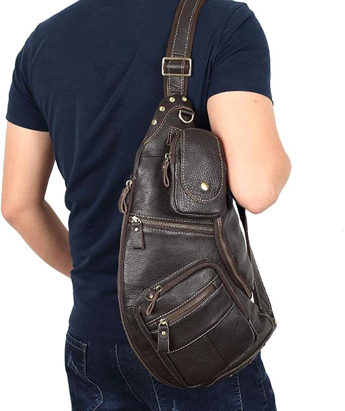 Leather Sling Bag Crossbody Backpack - Image 3