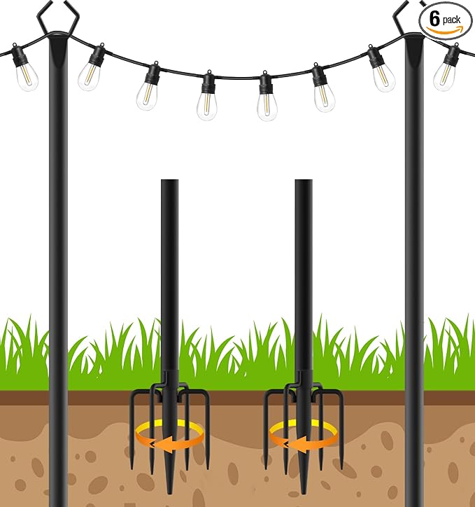 AHRLHR 2 Pack String Light Poles, Outdoor String Light Pole 10ft Forked Metal by Unknown