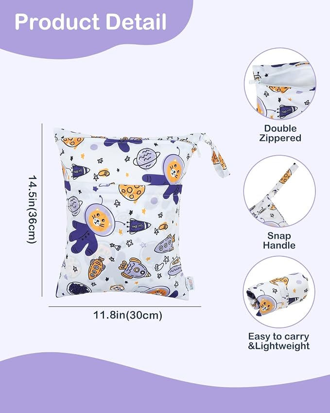 ALVABABY 3 Cloth Diaper Wet Dry Bags Waterproof Reusable - Image 3