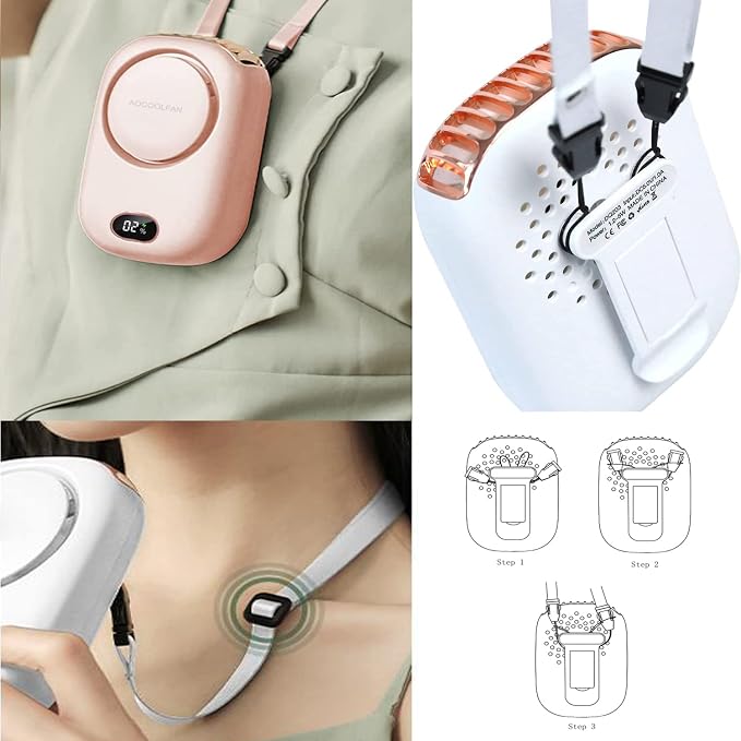 AOCOOLFAN Portable Neck Fan, Mini Small Personal Handheld Fan USB Rechargeable - Image 6