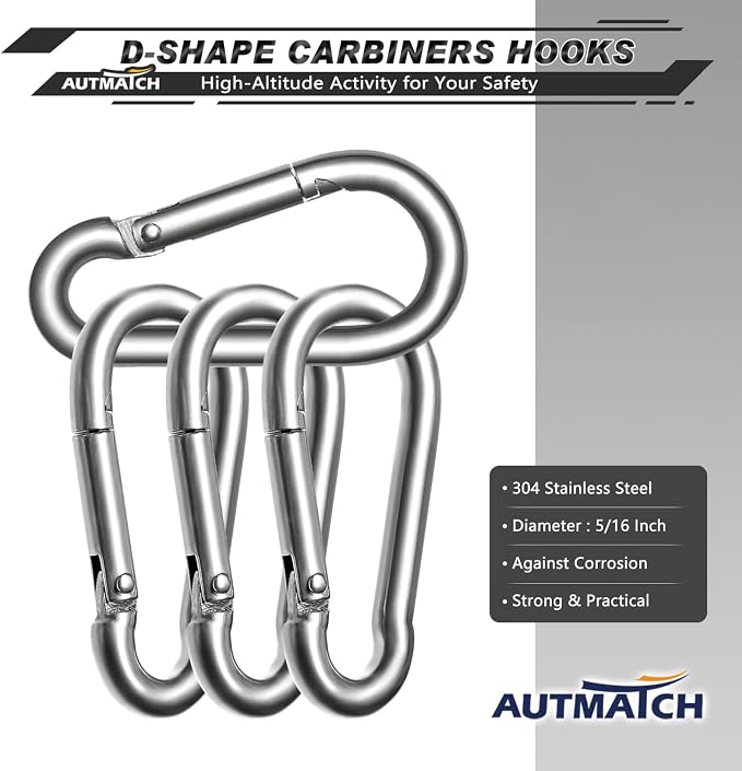 AUTMATCH Carabiner Clips, 4 Pack - Image 3