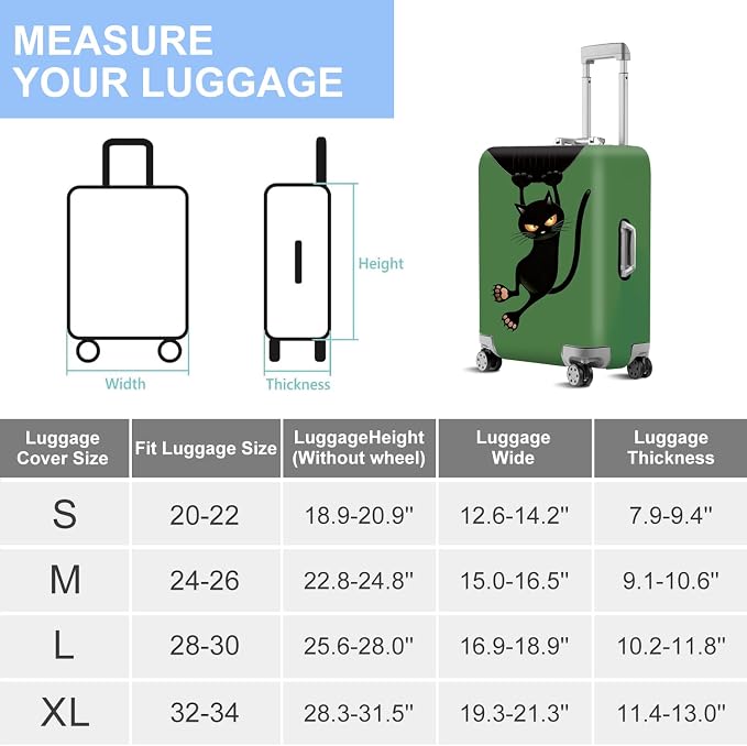 ANNA QUEEN Black Cat Hanging Cartoon Luggage Cover, Cute Stretchable Suitcase - Image 7