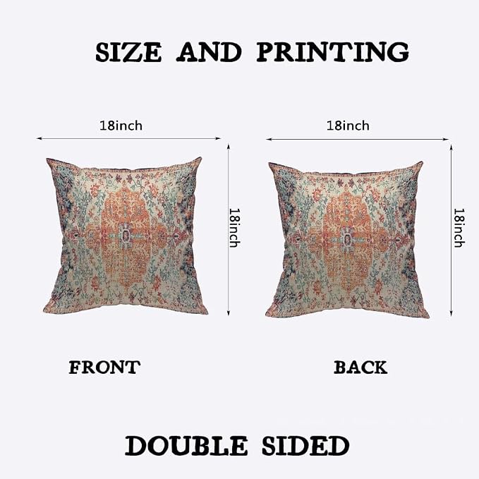 TKS MITLAN Carpet Bathmat and Rug Boho Style Pillow Covers 18x18 Inch Ethnic - Image 2
