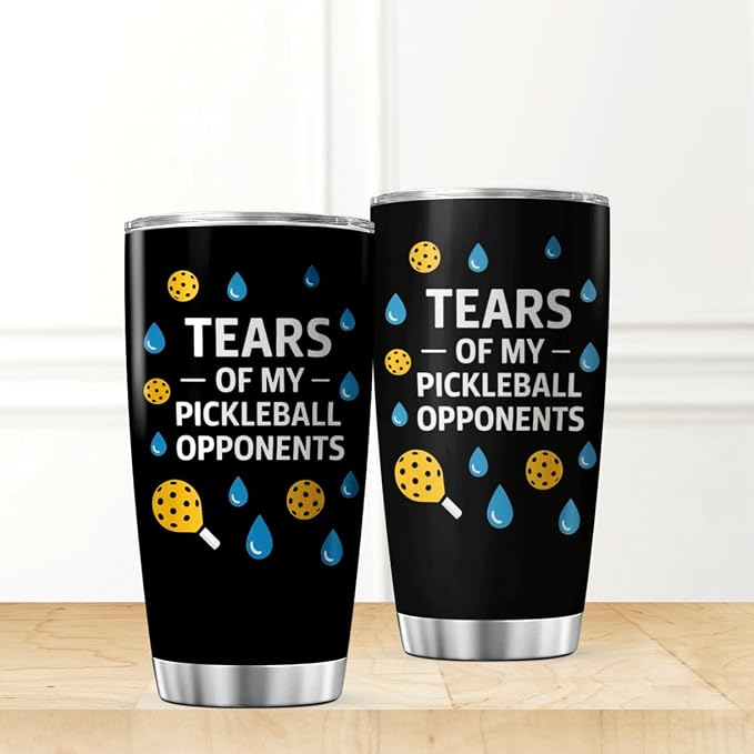 CUBICER Tears Of My Pickleball Opponents Design 20 Oz Stainless Steel Tumbler - Image 2