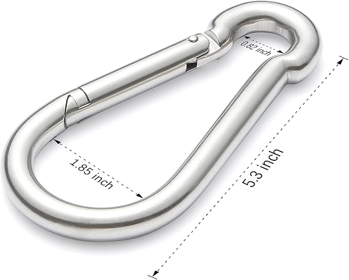sprookber 316 Stainless Steel Carabiner Clip, Marine Grade Heavy Duty Spring - Image 2