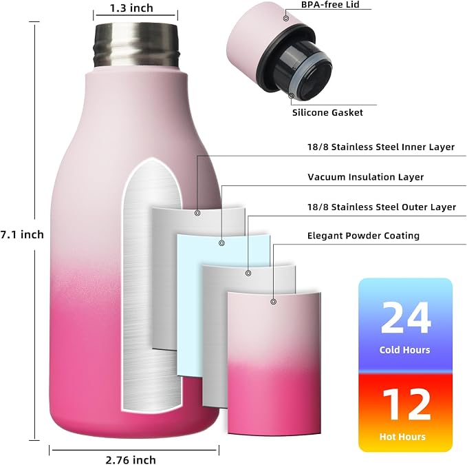 BJPKPK Insulated Water Bottles, 12oz Stainless Steel Metal Water Bottle - Image 3