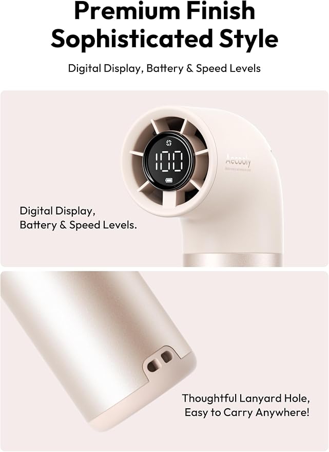 Aecooly Portable Handheld Fan, Powerful Turbo Mini Fan, 19000 RPM High Speed - Image 7
