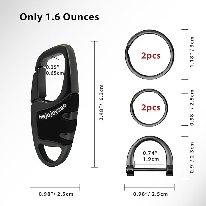 Keychain with Carabiner Clip, 4 Heavy Duty Key Rings and D Ring - Image 5