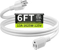 16/3 White Extension Cord 6 FT, Indoor Extension Cord by Seeklyze