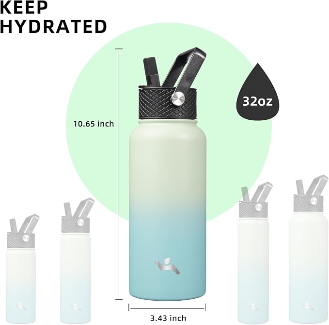 Konokyo 32 oz Insulated Water Bottle Stainless Steel Sport Bottles - Image 5