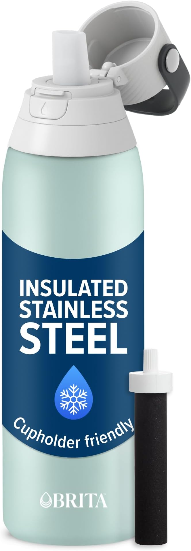 Brita Stainless Steel Premium Filtering Water Bottle, Replaces 300 Plastic by Brita