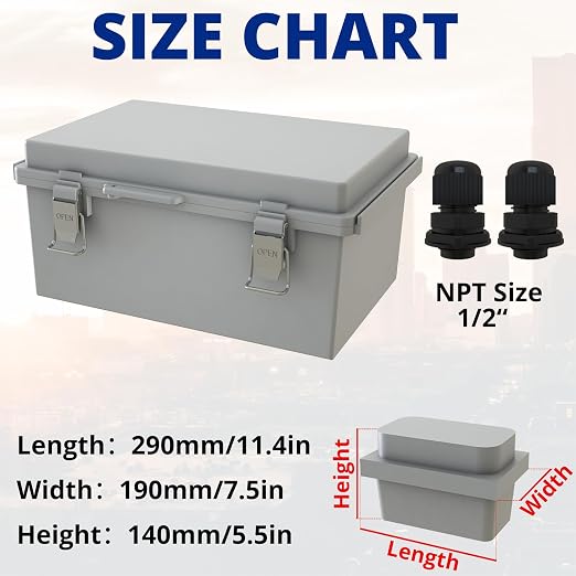 MAKERELE Gray Plastic Waterproof Electrical Box Outdoor, IP67 ABS - Image 2