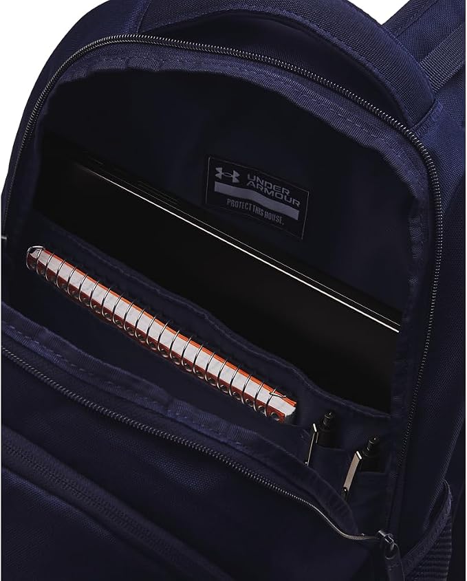 Under Armour Unisex-Adult Hustle 6.0 Backpack, Midnight Navy/Midnight Navy/White - Image 4