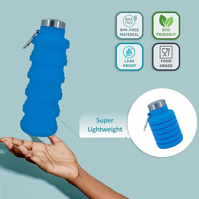 Collapsible Water Bottles 24oz, Odorless BPA-Free Silicone, Leak-Proof Foldable - Image 2