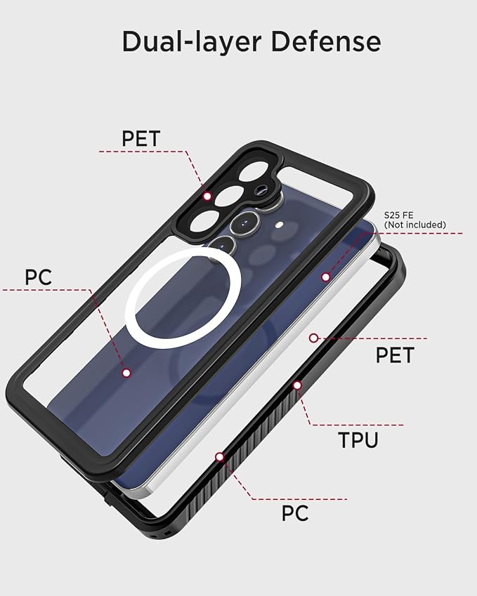 Miimall for Samsung Galaxy S25FE Phone Case Waterproof, 12FT Military Drop Proof - Image 5