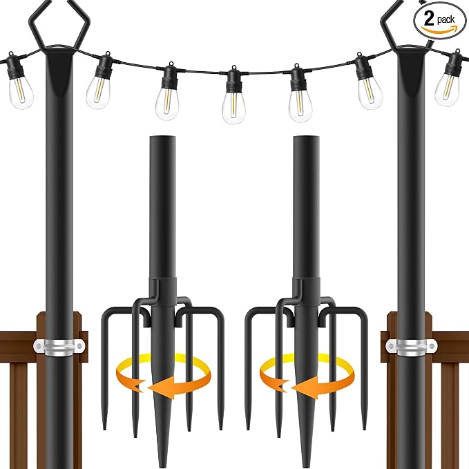 AILBTON 2 Pack 10Ft String Light Poles, Light Poles by AILBTON