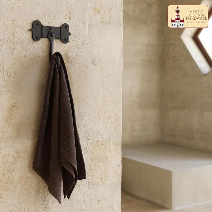 "Mystic Colonial Medieval Hand-Forged Iron Wall Hooks Set of 2 Rustic Coat - Image 8
