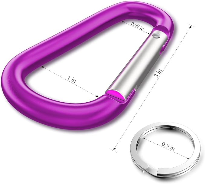 Carabiner Keychain Clip -3" Aluminum Carabiner D Ring, Caribeener Clips - Image 3