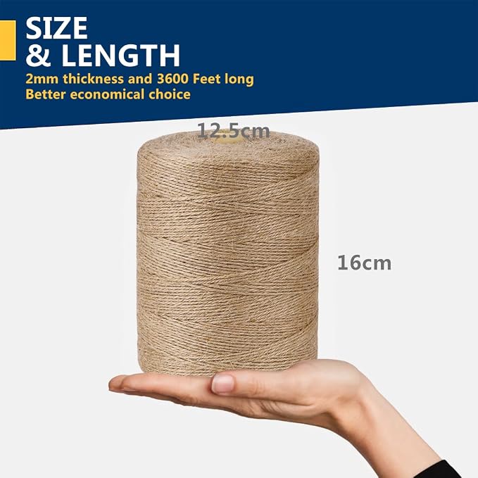 PerkHomy Jute Twine String 3600 Feet Natural Thin - Image 2