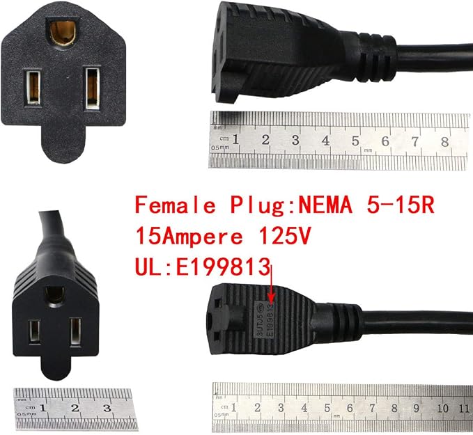10Feet Outdoor Extension Cord, 105℃ Temperature Resistant 15Amp Big Plug - Image 5