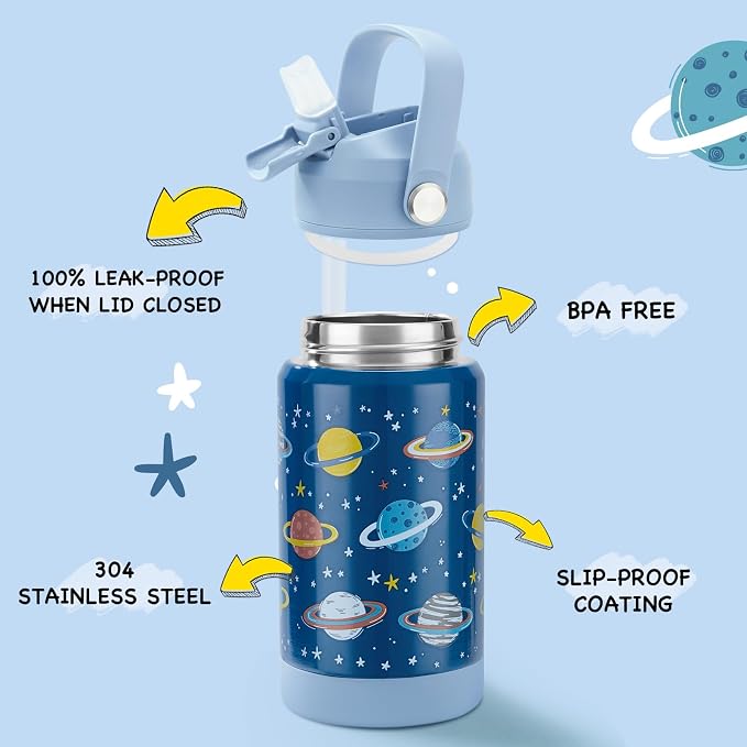 Kerilyn 12oz Kids Water Bottle 2 Pack, Stainless Steel Insulated Water Bottle - Image 2