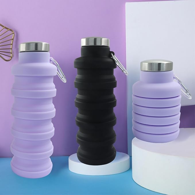 2 Pcs Silicone Collapsible Water Bottle, 17oz Portable and Lightweight Travel - Image 5