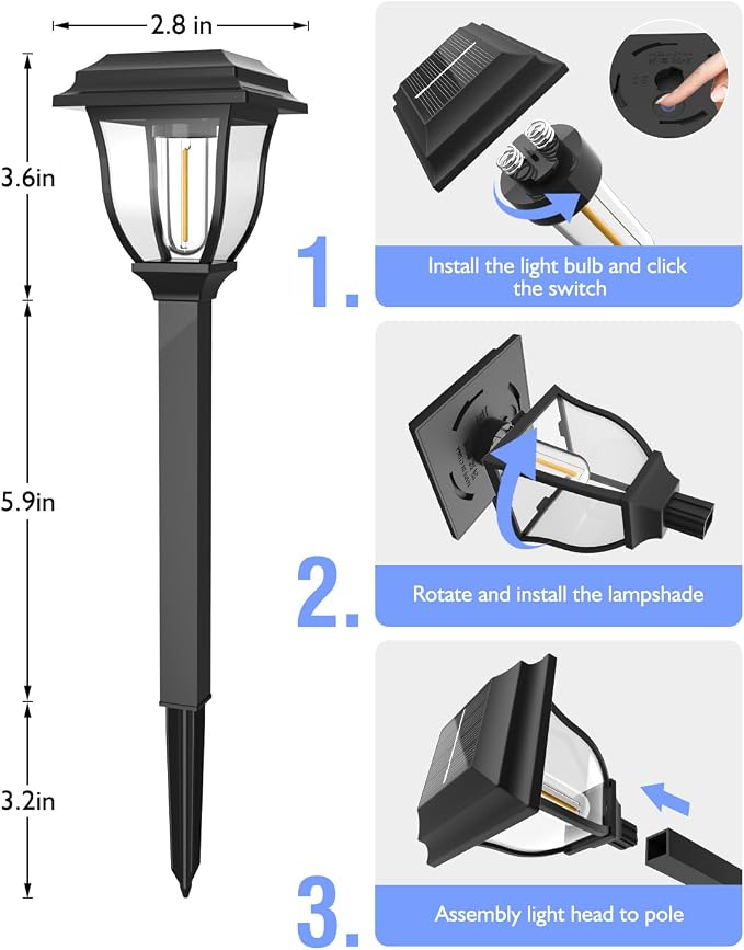 Solar Pathway Lights 12 Pack Mini Outdoor 3000K Bright Auto On/Off Solar Garden - Image 6
