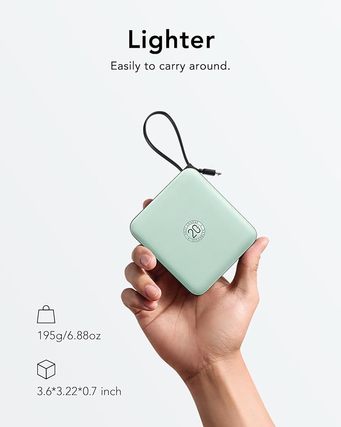 VRURC Portable Charger with Built-in Cable, 10000mAh 22.5W Fast Charging USB C - Image 2