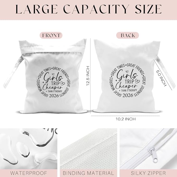 6Pcs Girls Trip Gifts Wet Dry Bag, Beach Bag Wet Bag Favors, Sunscreen Bags - Image 2