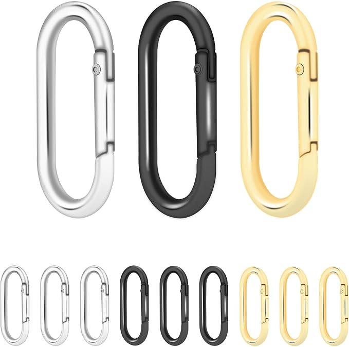 12Pack Oval Large Carabiner Clip, Metal Spring Snap Hooks Keyrings Clip by CooBigo