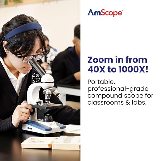 AmScope M150C / M150C-I 40X-1000X All-Metal Optical Glass Lenses Cordless LED - Image 3