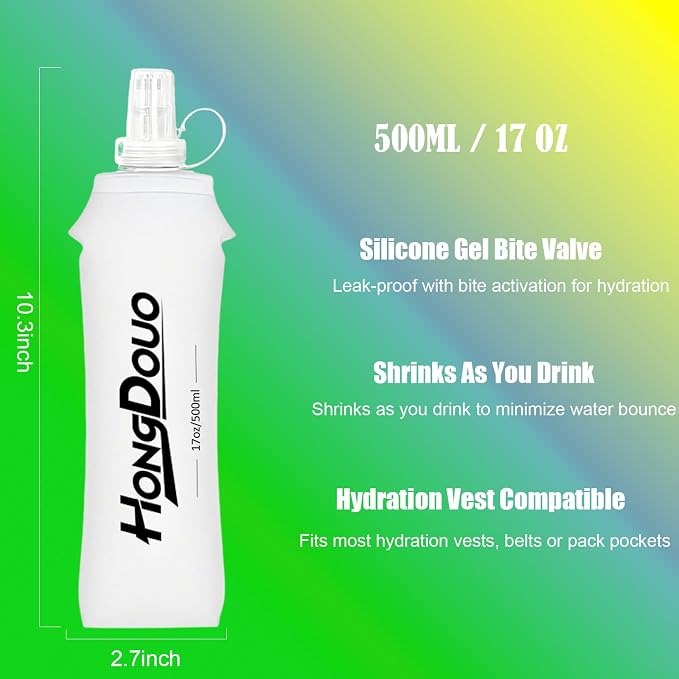 2PCS Running Vest Soft Flask, BPA-Free Soft Flasks 17oz/500ml TPU Collapsible - Image 3