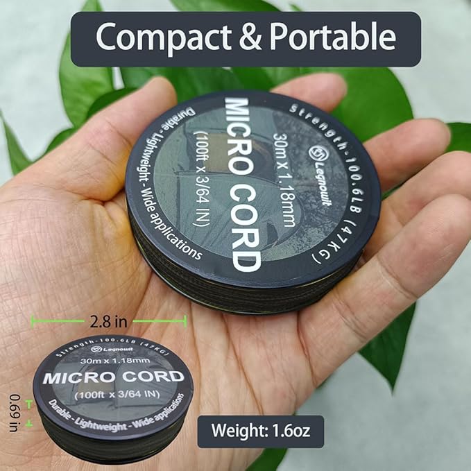 Micro Paracord, 1.18mm x 100ft Thin Mini Utility Braided Small Paracord - Image 3