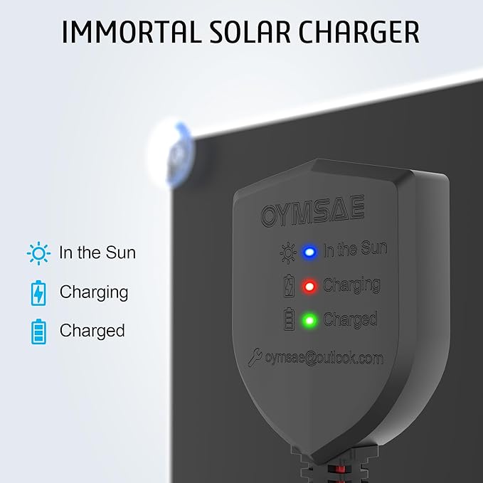 OYMSAE White 10W Solar Car Battery Charger Portable 12V Trickle Battery Charger - Image 6