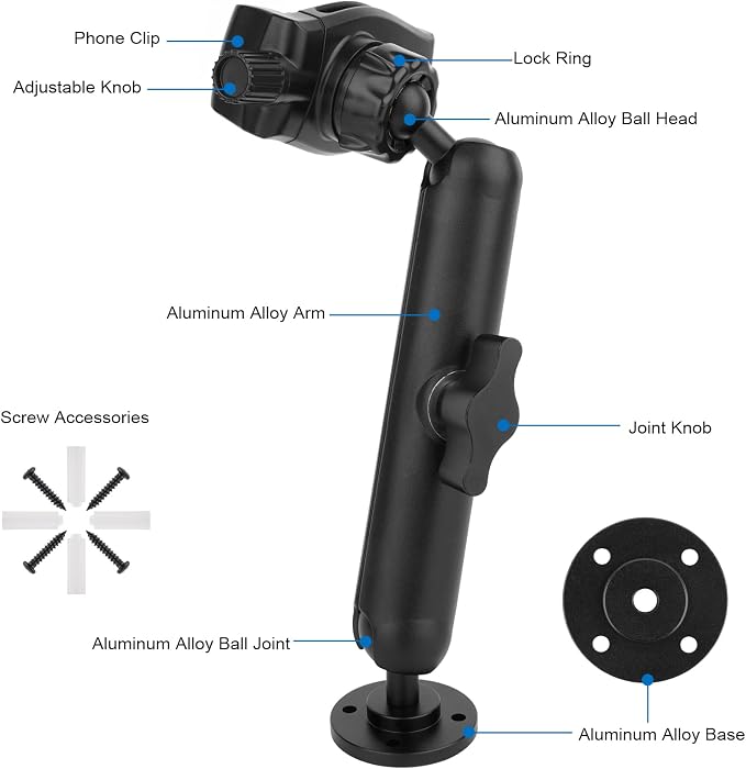 Mippko Wall Mount Phone Holder for Truck/Car/Boat/Wall/Desk, Compatible - Image 3
