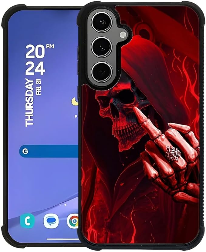 for Samsung Galaxy S24 S25 Plus Case, Gestures Funny Skull Pattern Graphic by FKBRCL4U