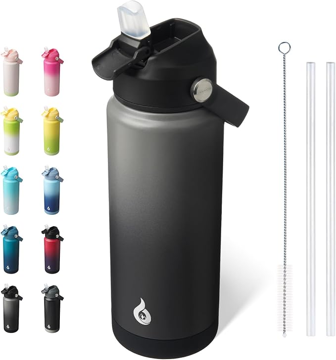 BJPKPK Water Bottle with Straw Lid, 24oz Vacuum Insulated Water Bottles by BJPKPK