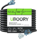 Outdoor Extension Cord Waterproof 100 FT, Flexible 100% Copper 3 Prong by UBOORY