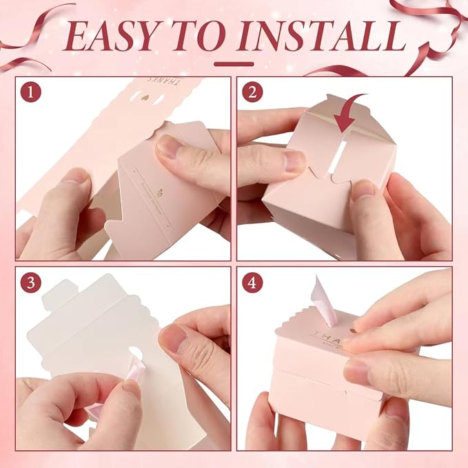 CHolic 50Pcs Party Favor Candy Box, Thank You Pink Gift Candy Box - Image 4