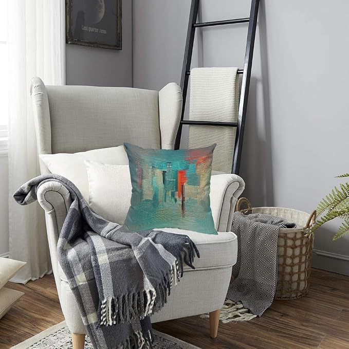 TKS MITLAN Colour Paint Pillow Cover 18x18 inch Modern Art Made - Image 4