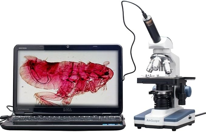 AmScope 40X-2500X LED Digital Monocular Compound Microscope - Image 5