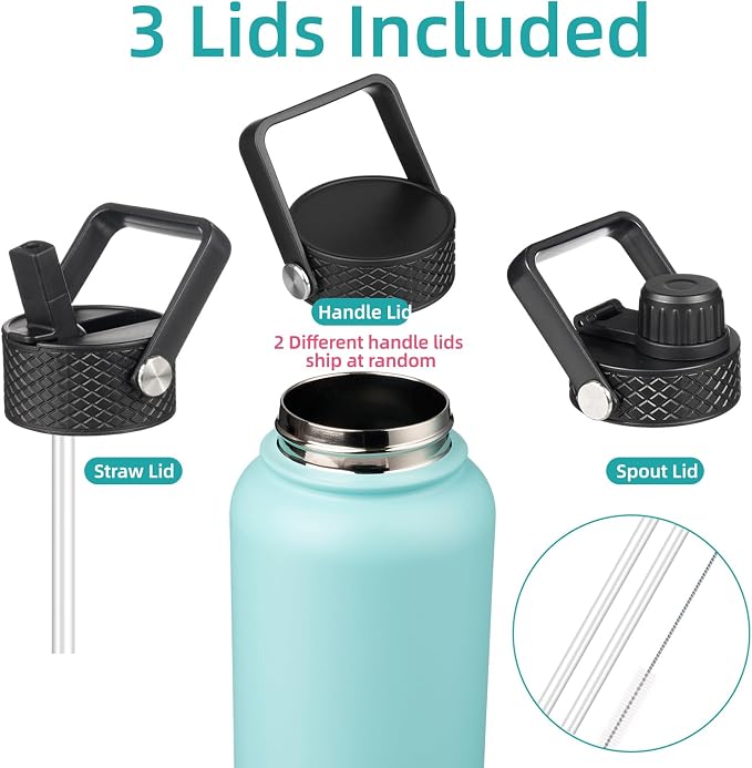 Konokyo 32 oz Insulated Water Bottle Stainless Steel Sport Bottles - Image 3
