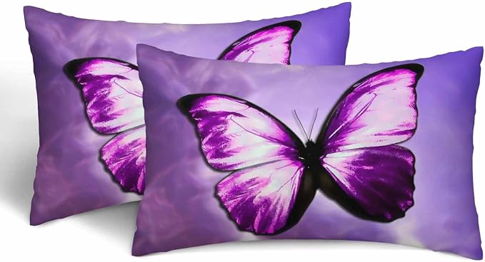 Purple Butterfly Couch Pillow Covers 12 X 20 Vibrant Magical Nature Insect Set by Unknown