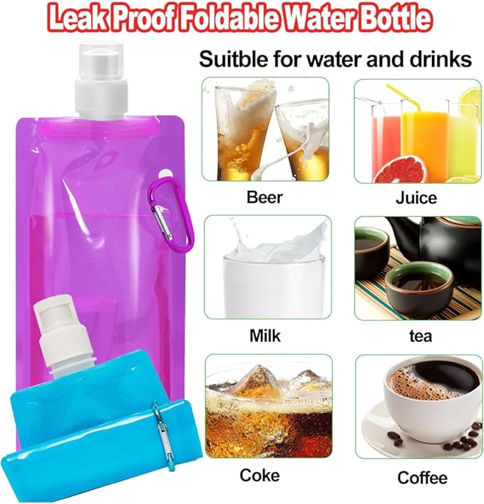 Funiverse Bulk 20-Pack 16 oz Collapsible Water Bottles - Image 6