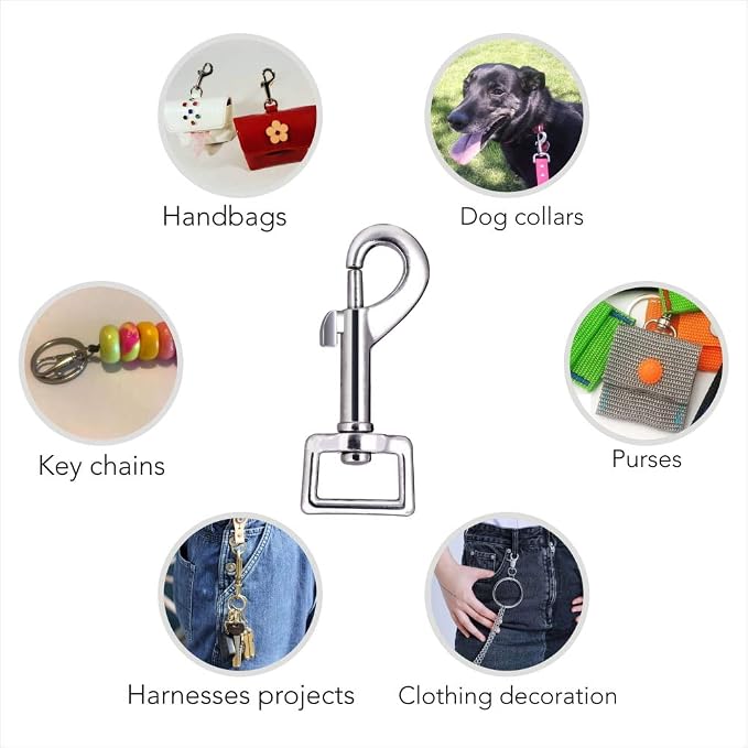 Swivel Snap Hooks, Lucky Goddness 10pcs Metal Heavy Duty Square Eye Clasp - Image 6