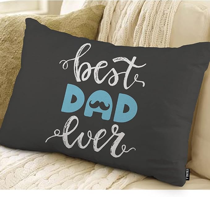 EKOBLA Happy Father's Day Lumbar Pillow Cases Best Dad Ever Mustache Beard - Image 2
