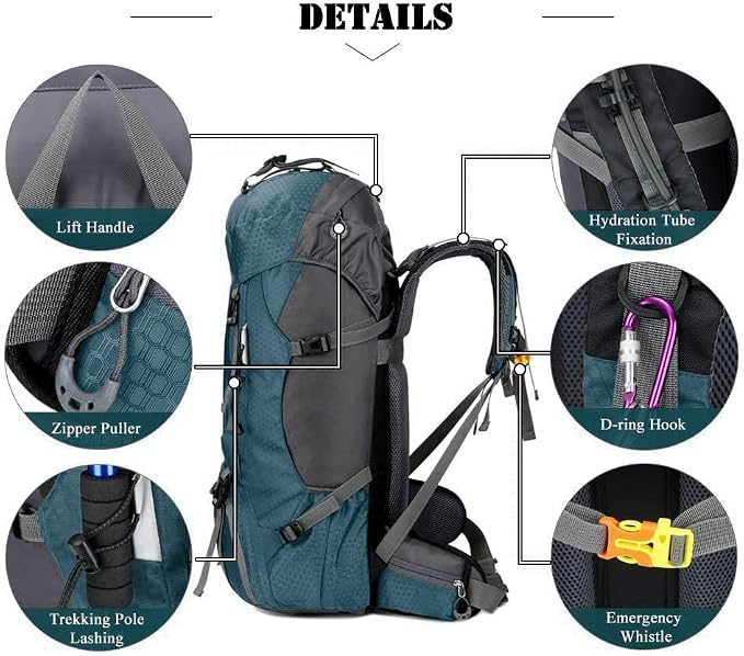 Bseash 60L Waterproof Hiking Camping Backpack - Image 4