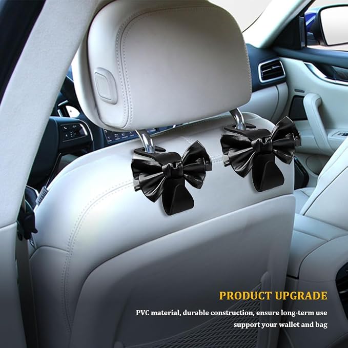 2PCS Car Hooks for Purses and Bags, Cute Bow Car Seat Headrest Hook, Car - Image 5